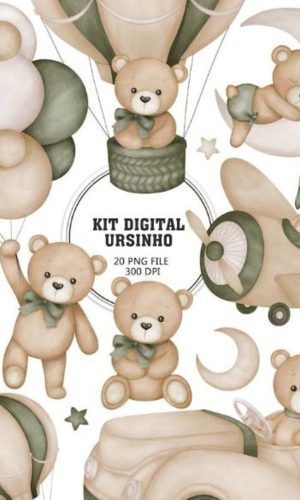 Kit Digital Ursinho Aquarela #1758#