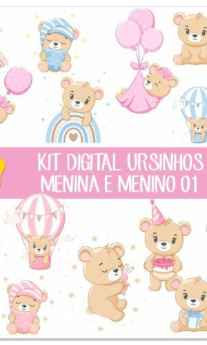 Kit Digital Ursinhos Baby Menina e Menino