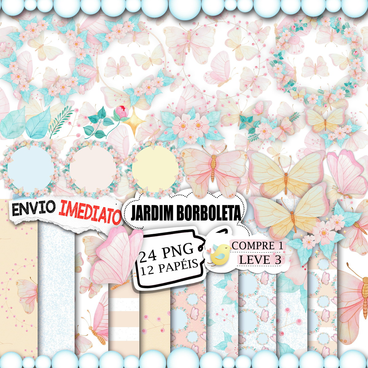 Kit Scrap Digital Jardim de Borboletas