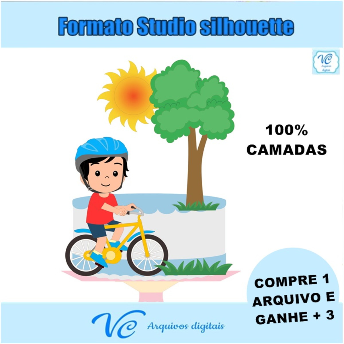 M264- Topo de bolo Bicicleta Menino - Arquivo de Corte