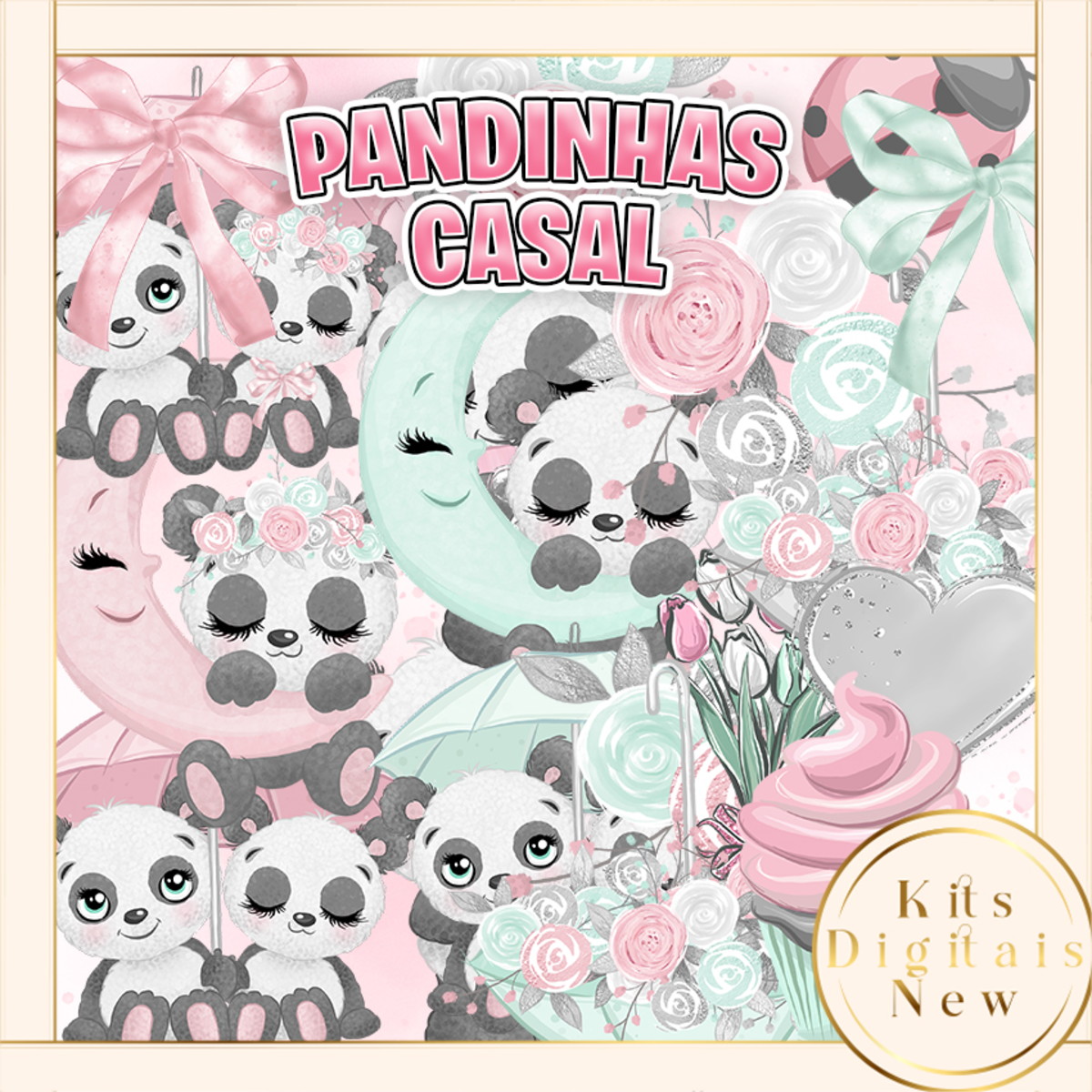Pandinha Panda Aquarela Kit Digital