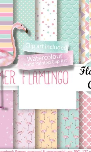 PAPEL DIGITAL FLAMINGO + 11 KITS A SUA ESCOLHA