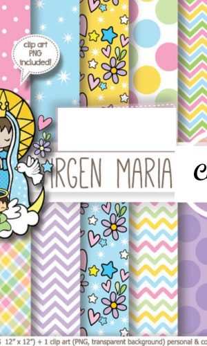 PAPEL DIGITAL VIRGEM MARIA + 11 KITS A SUA ESCOLHA
