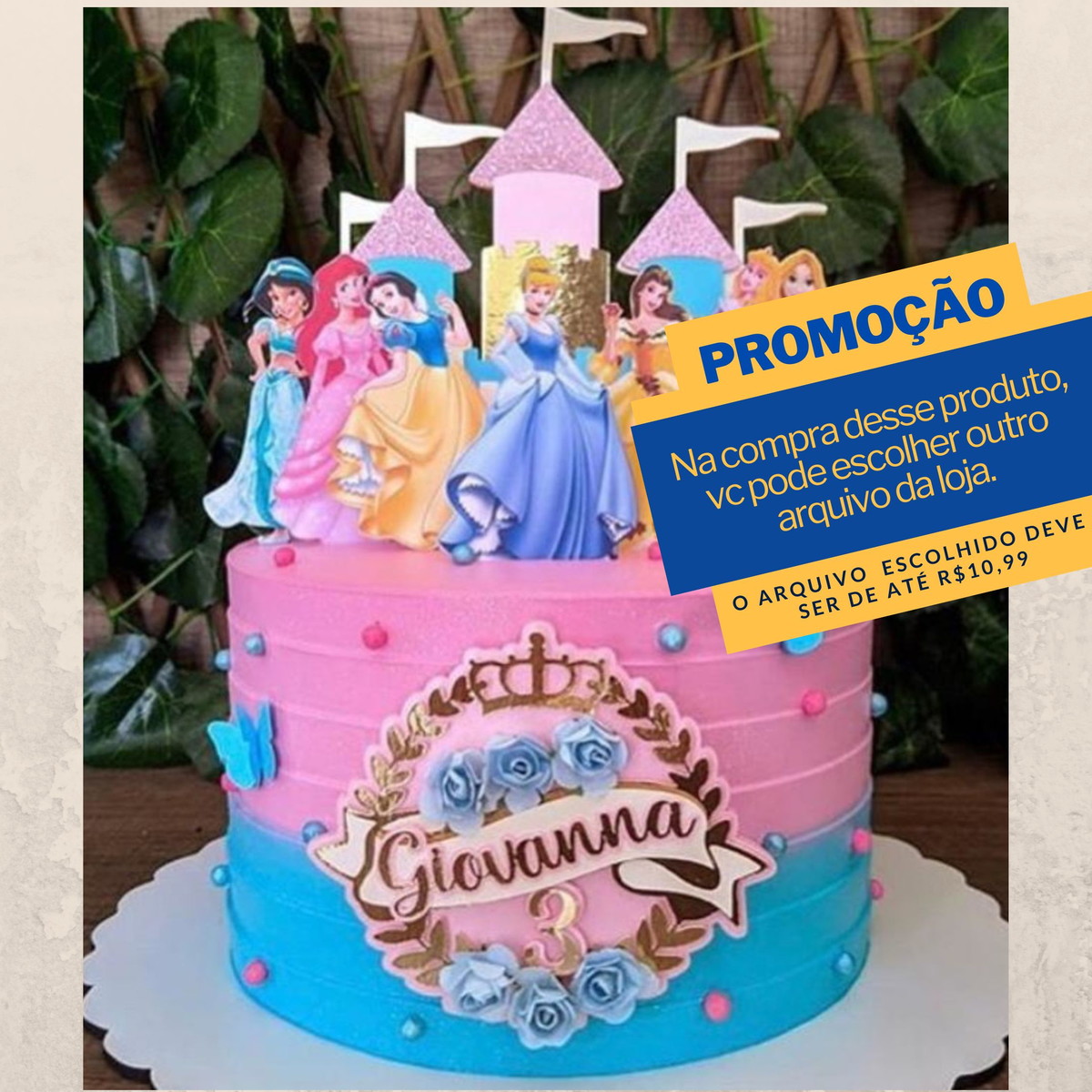 Pdf/ Studio Arquivo de Corte Topo de Bolo Princesas -005