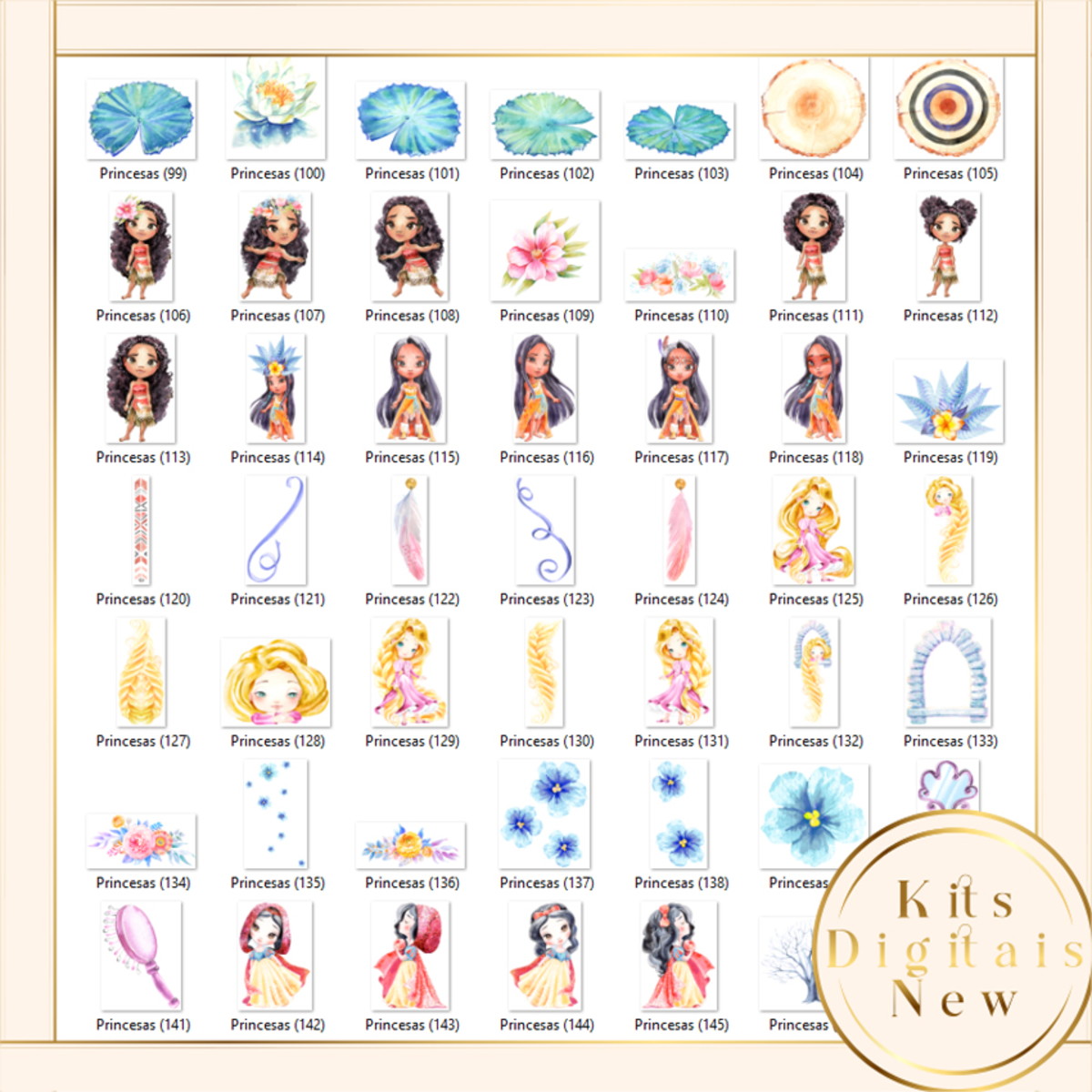 Princesas Aquarela Combo Kit Digital - Imagem 4