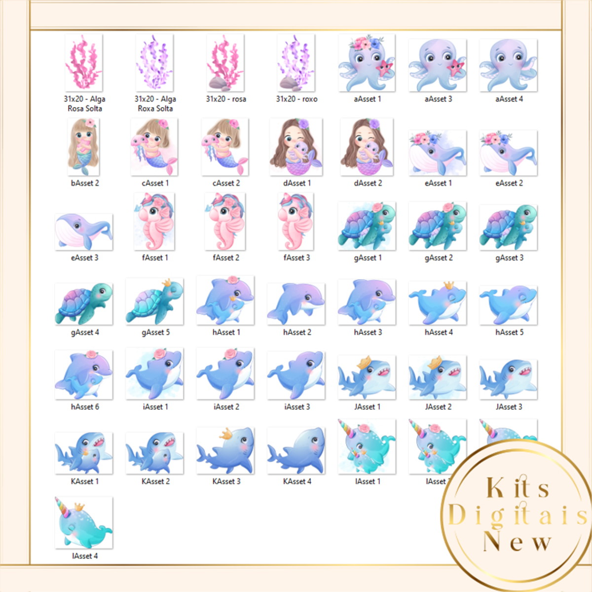 Sereia Cute Kit Digital - Imagem 2