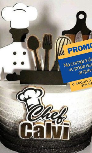 Studio/pdf Arquivo de Corte Topo de Bolo Chef Cozinha -001