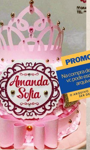 Studio/pdf Arquivo de Corte Topo de Bolo Princesa Coroa -027