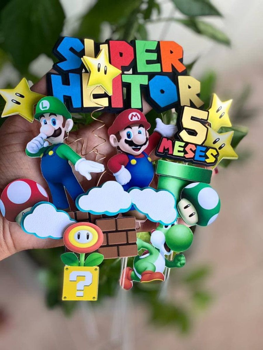 Topo de Bolo - Arte em Studio Tema Super Mario Bross