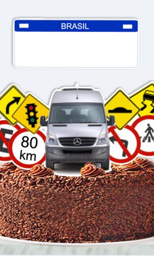 Topo de Bolo Carro Placas de Transito Arquivo Digital