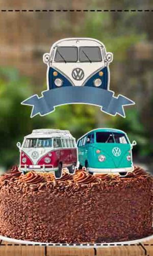 Topo de Bolo Carros Antigos Kombi Ref 2169 - Arquivo Digital
