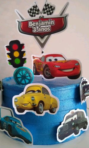 topo de bolo carros