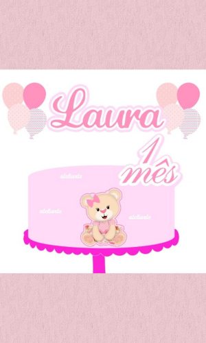 Topo de bolo Digital Ursinha Princesa