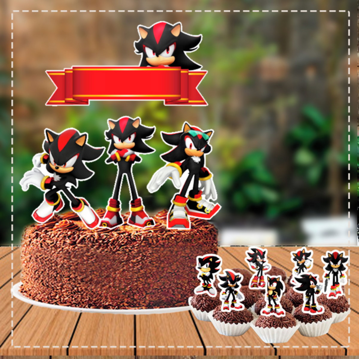 Topo De Bolo E Topper Sonic Shadow - Arquivo Digital