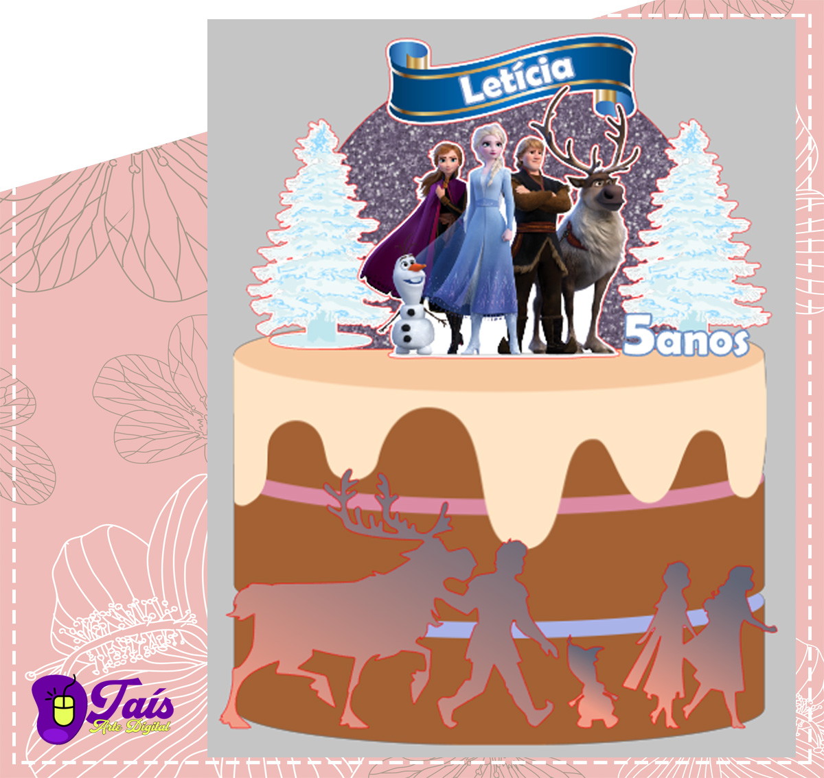 Topo de Bolo Frozen 2 - Arquivo de Corte Silhouette e PDF