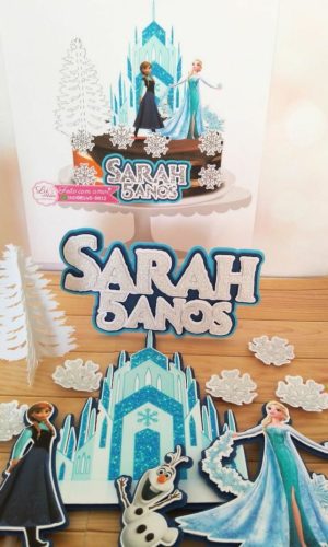 Topo de Bolo Frozen com Árvore 3d + Arquivos a Sua Escolha