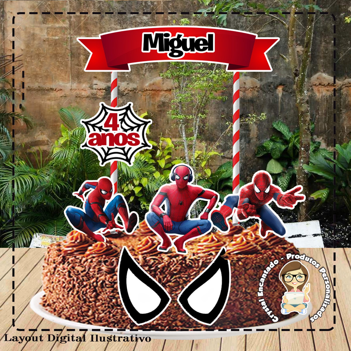 Topo de Bolo Homem Aranha 04 - Ref 4104 Arquivo Digital