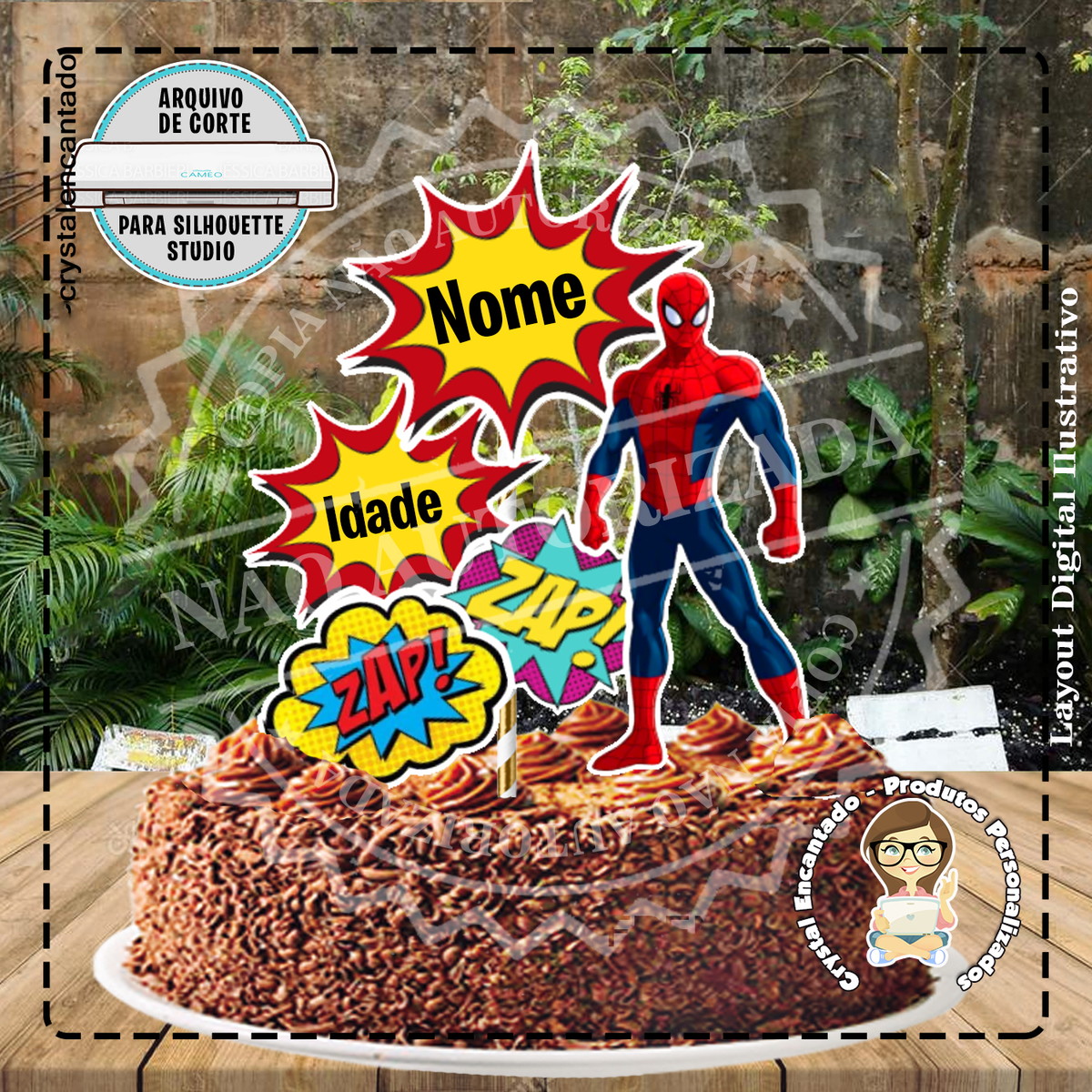 Topo de Bolo Homem Aranha 09 - Ref 4109 Arquivo Digital