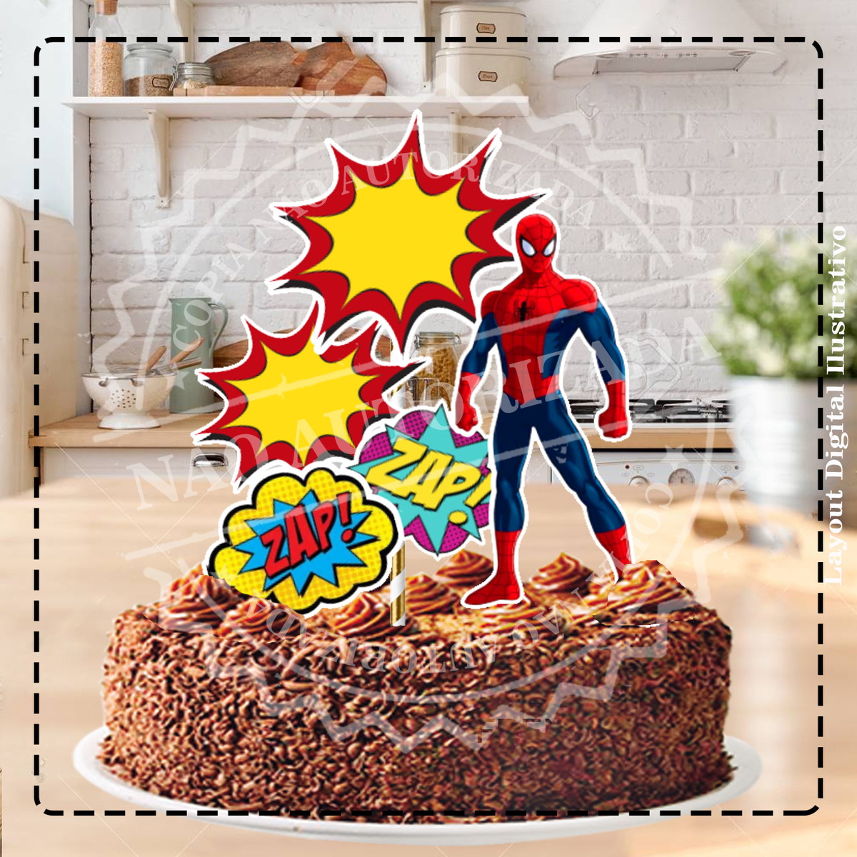 Topo de Bolo Homem Aranha 4109 Arquivo Digital