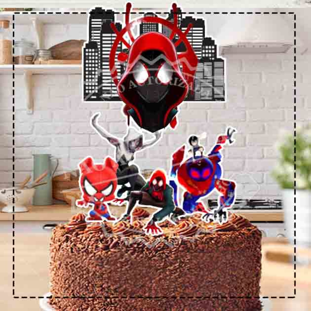 TOPO DE BOLO HOMEM ARANHA ARANHAVERSO - ARQUIVO DIGITAL