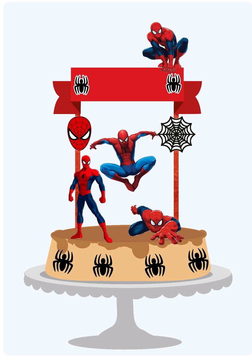 Topo de Bolo Homem Aranha +4 Arquivos a Sua Escolha