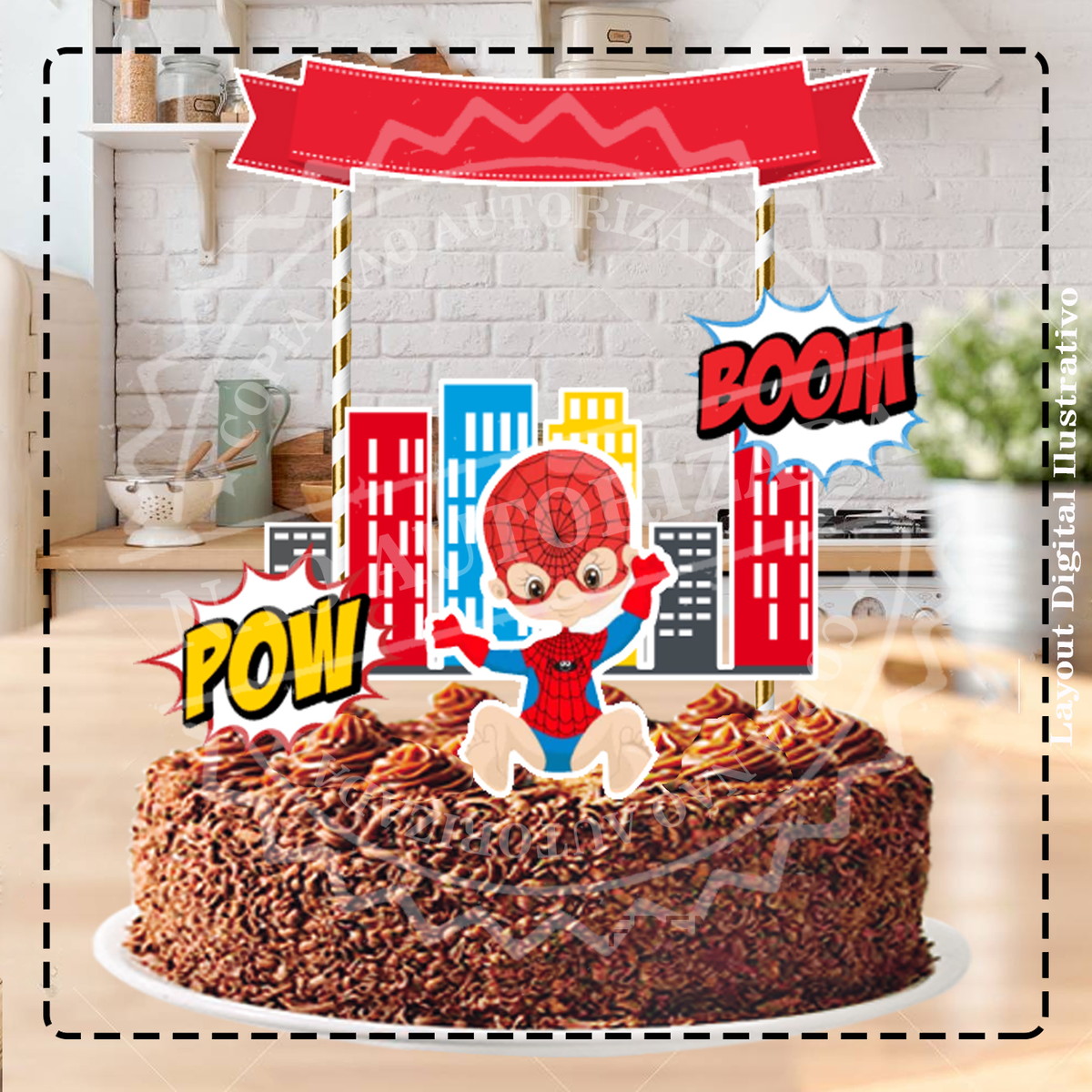 TOPO DE BOLO HOMEM ARANHA BABY 02- ARQUIVO DIGITAL