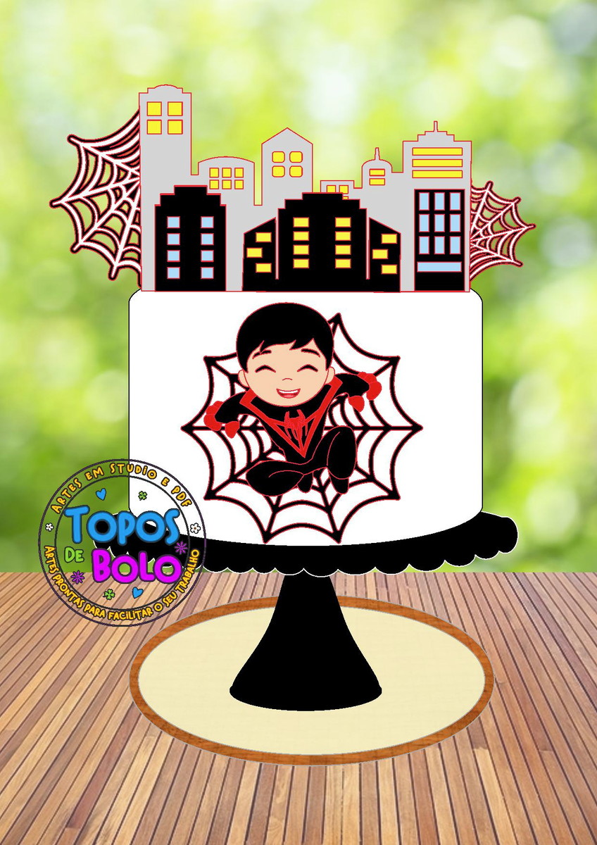 Topo de Bolo Homem Aranha Black Cute- Arquivo Digital