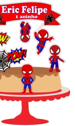 Topo de Bolo Homem-aranha Cute 2 + 4 Arquivos a Sua Escolha