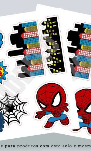 Topo de Bolo Homem Aranha Super Herói Compre 1 Leve 3