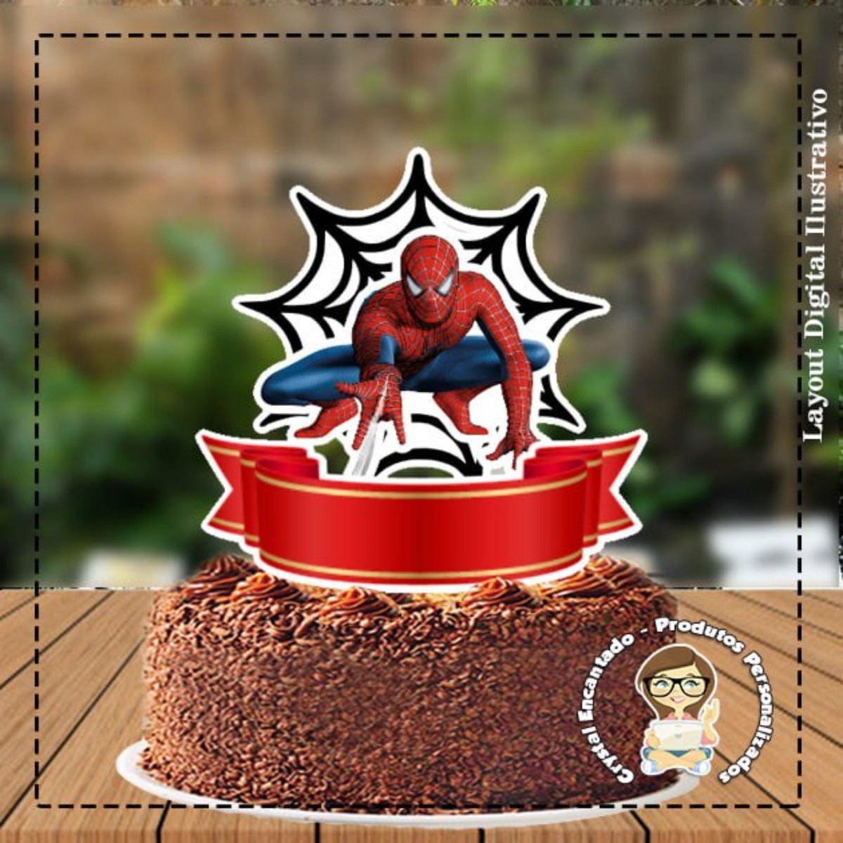 Topo de Bolo Homem Aranha Teia - Ref 4160 Arquivo Digital
