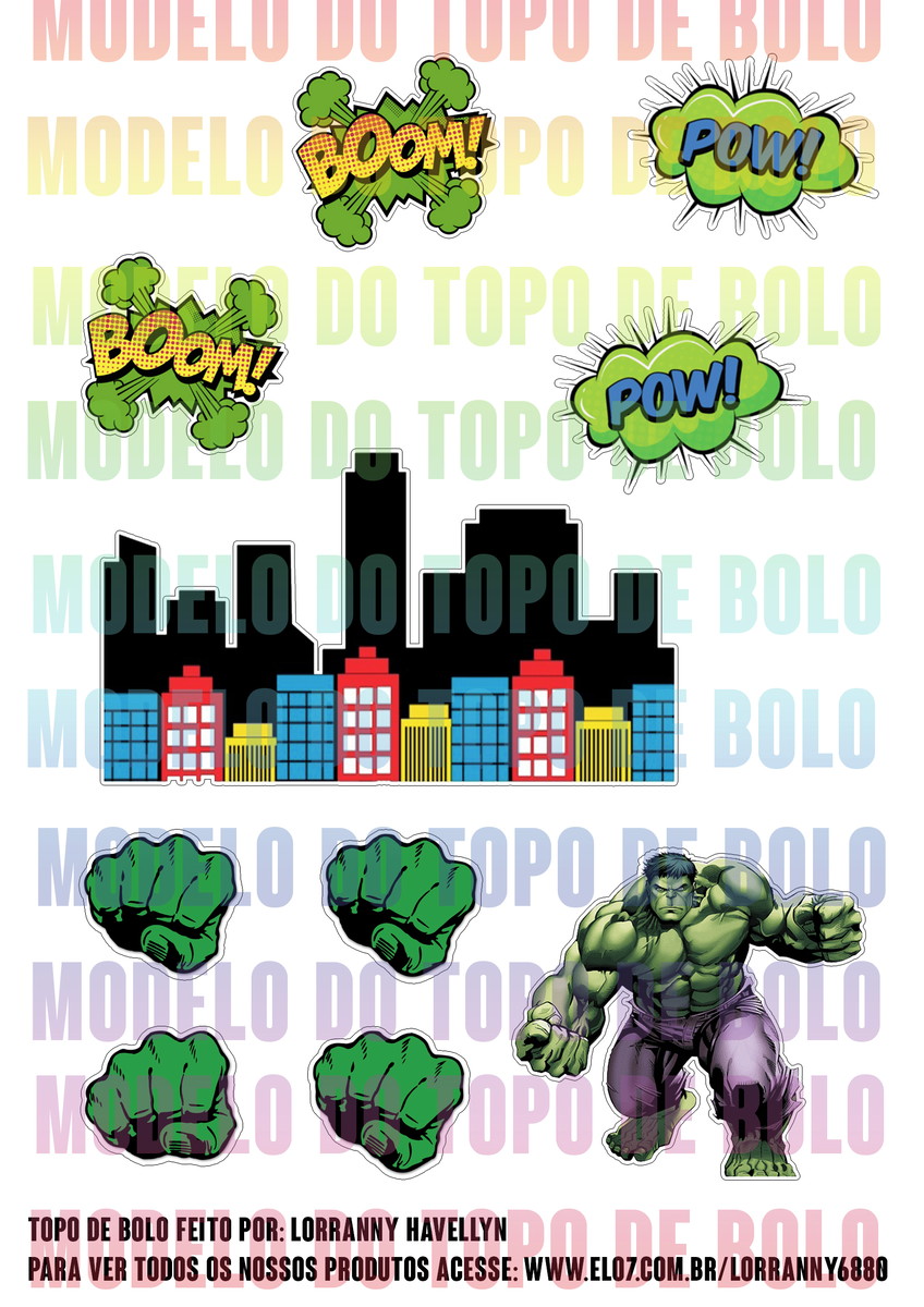 Arquivo Digital Topo de Bolo Hulk #1 - Imagem 2
