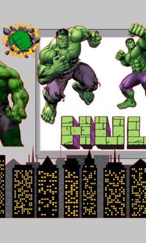 ARQUIVO Topo de bolo Hulk com faixa para papel arroz +1 tema