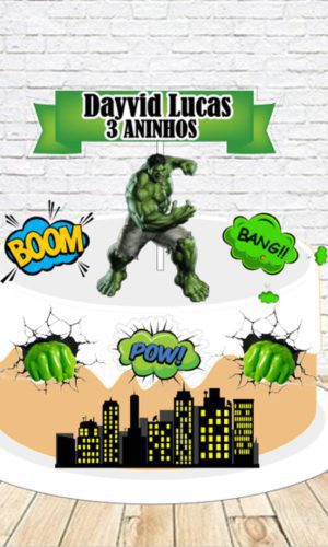Topo de Bolo Hulk Mod1 - Arquivo Digital
