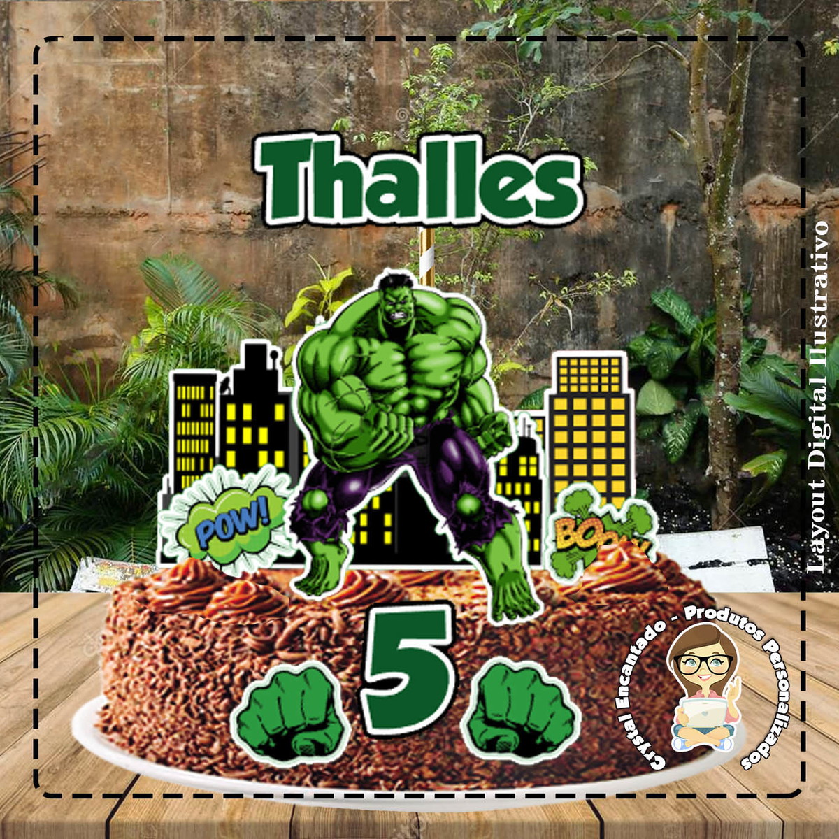 Topo de Bolo Hulk 03 - Ref 1839 Arquivo Digital