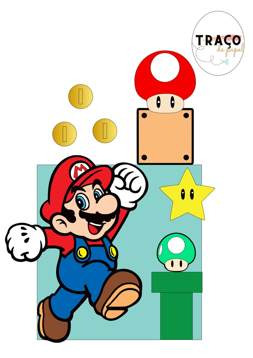 Topo de Bolo MARIO - 100% Camadas - (Arquivo digital)