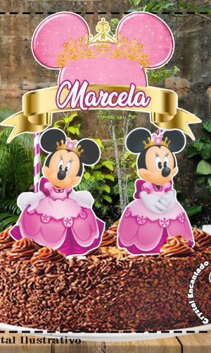 Topo de Bolo Minnie Princesa - Ref 4428 Arquivo Digital