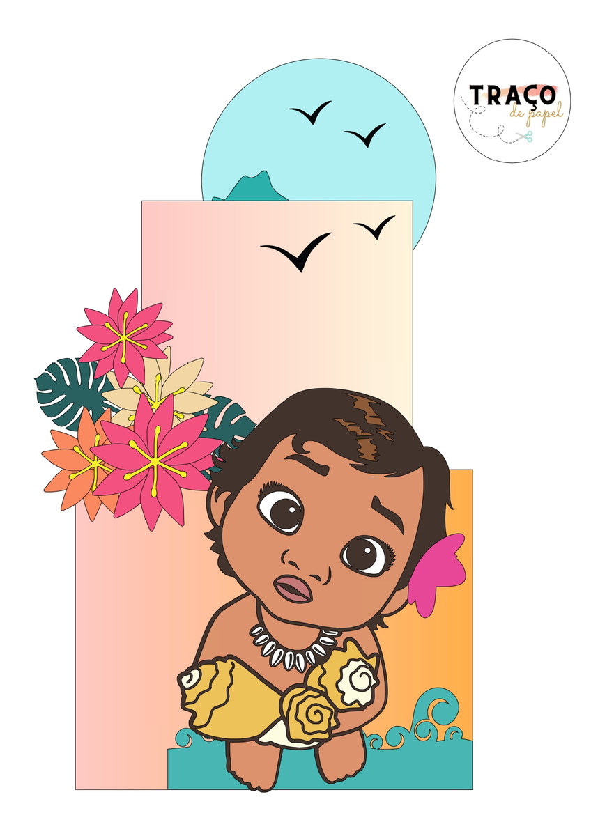 Topo de Bolo MOANA BABY 100% camadas (Arquivo Digital)