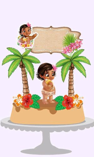 Topo de Bolo Moana Baby + 4 Arquivos a Sua Escolha