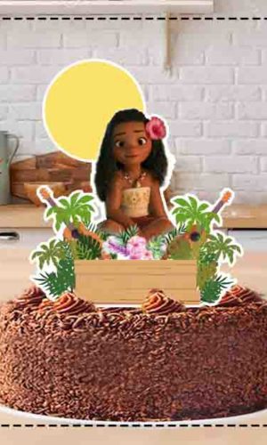 Topo de Bolo Moana Menina Morena Ref.1588 Arquivo Digital