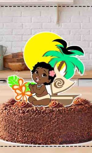 Topo de Bolo Moana Menina Morena Ref.1589 Arquivo Digital