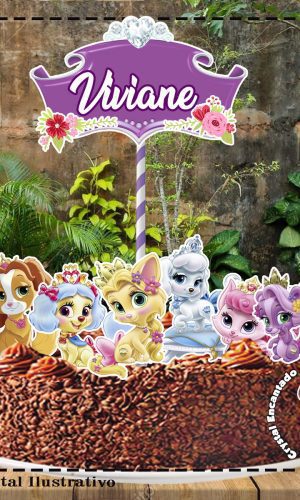 Topo de Bolo Pets Princess - 4683 Arquivo Digital
