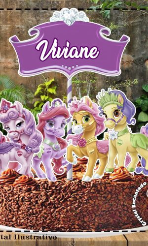 Topo de Bolo Pets Princess - 4684 Arquivo Digital