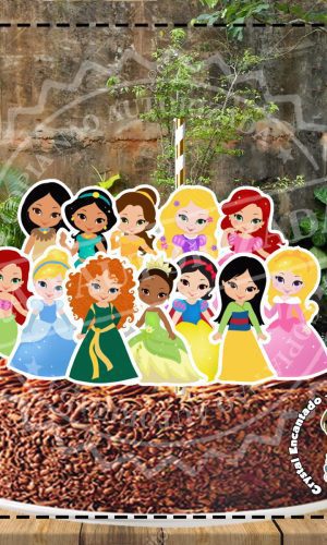 TOPO DE BOLO PRINCESA DISNEY - REF 3055 ARQUIVO DIGITAL