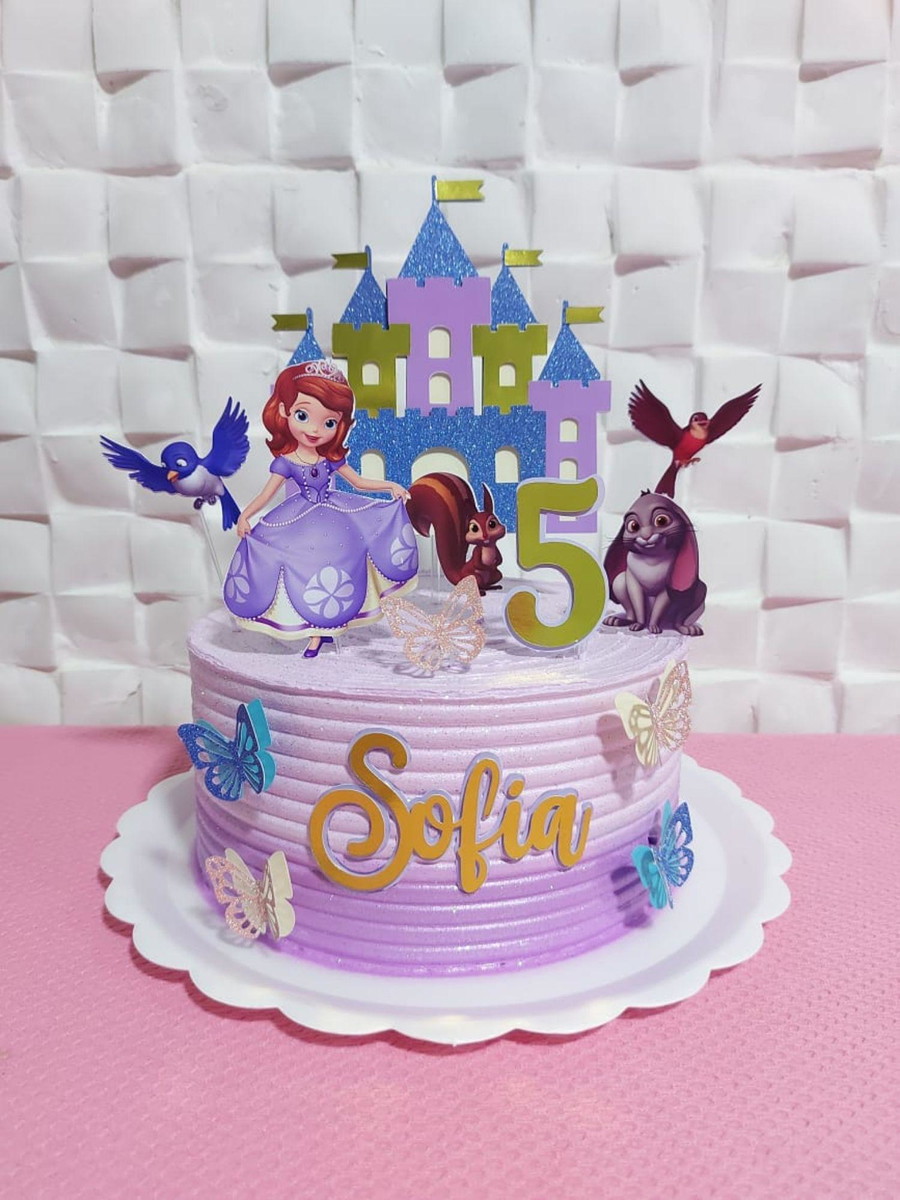 Topo de Bolo Princesa Sofia Novo + 4 Arquivos a Sua Escolha