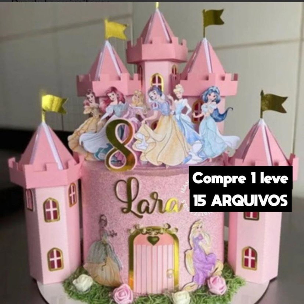 Topo de Bolo-princesas Castelo 3d Arquivo de Corte