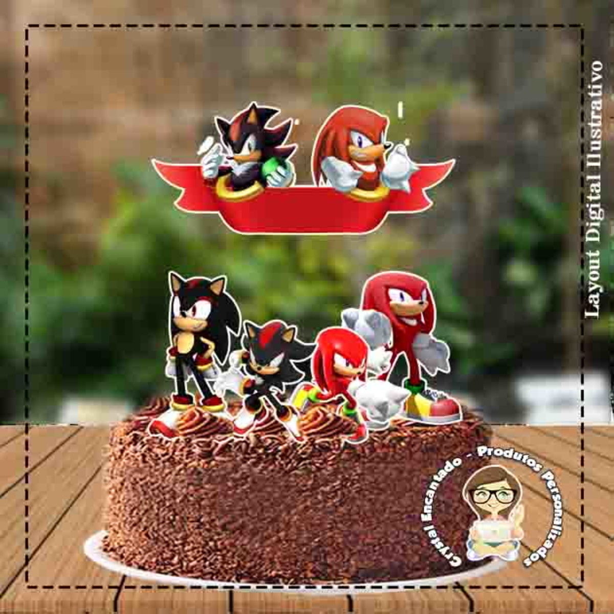 Topo De Bolo Shadow E Knuckles - Ref 2336 Arquivo Digital