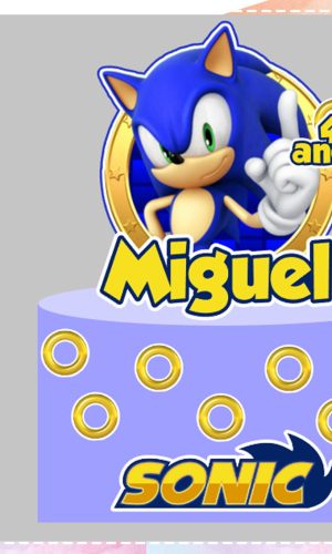Topo de Bolo Sonic 01- Arquivo de Corte Silhouette e PDF