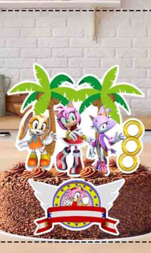 Topo de Bolo Sonic Amy Rose Ref 1628 - Arquivo Digital