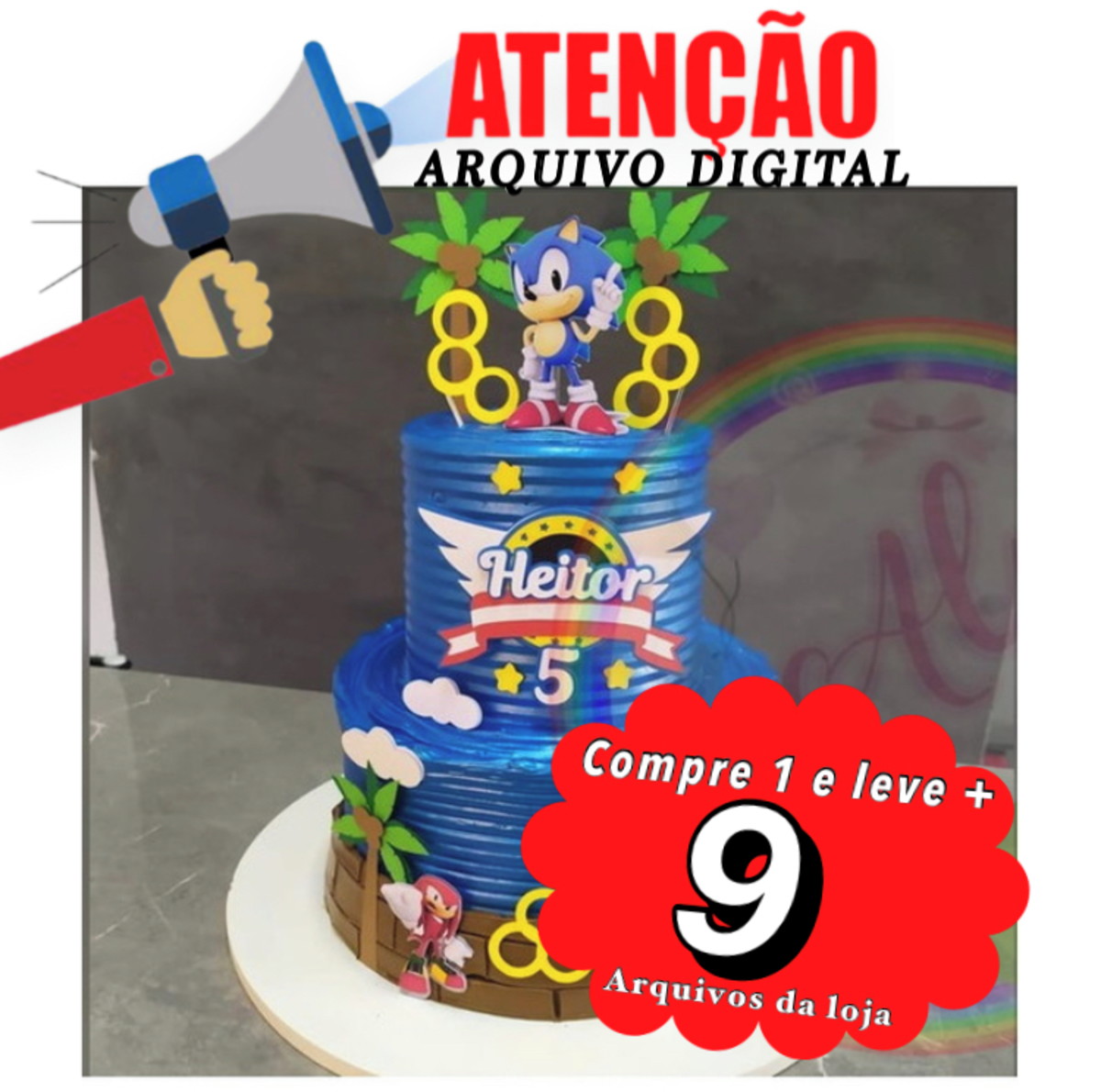 Topo de Bolo Sonic - Arquivo de corte - Imagem 3