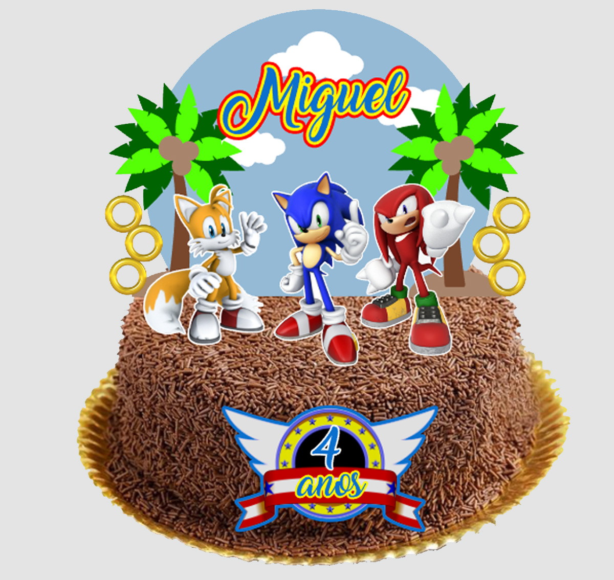 Topo de Bolo Sonic - Arquivo de Corte Silhouette e PDF